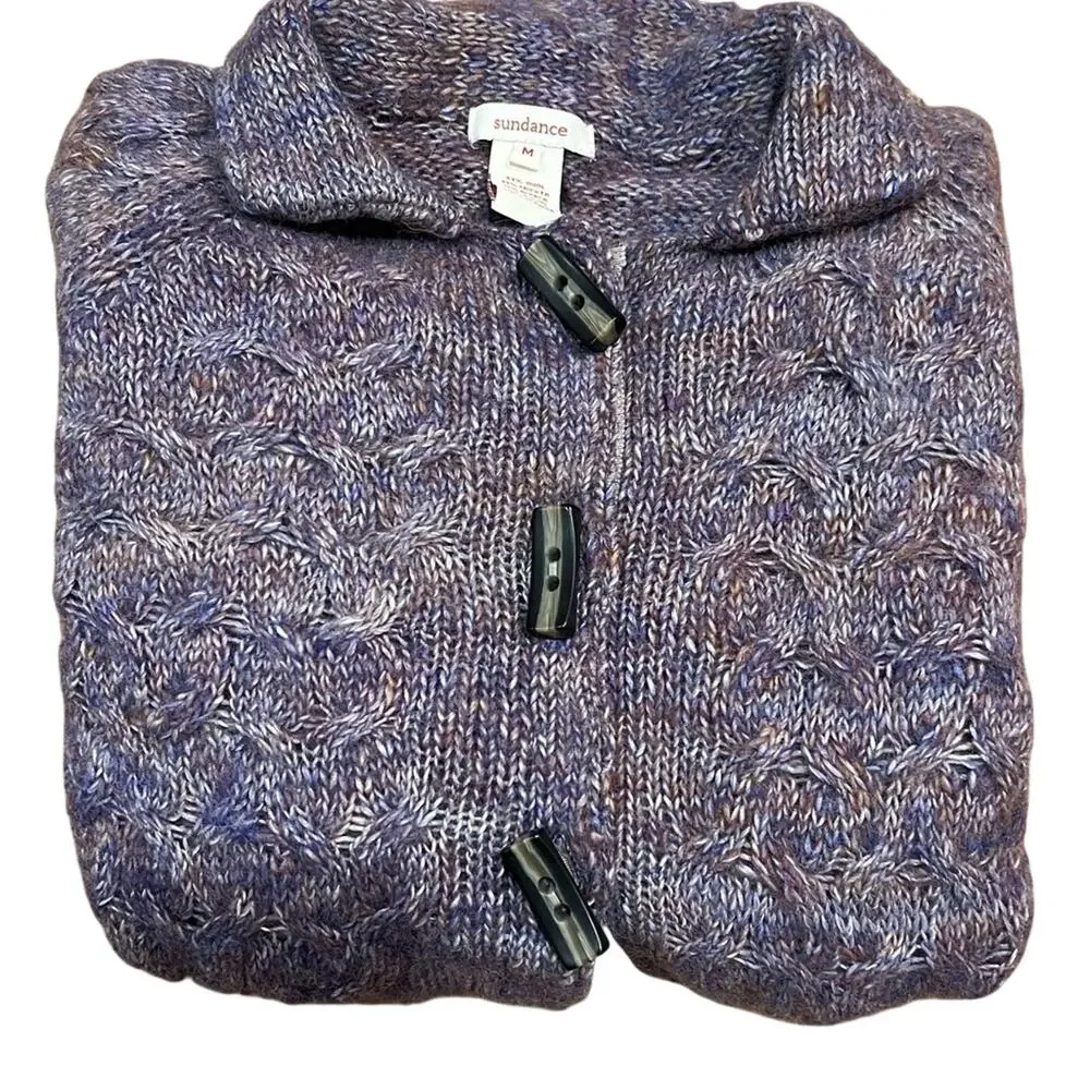 Sundance Alpaca Wool Blend Cable Knit Toggle Cardigan Sweater Medium Cozy